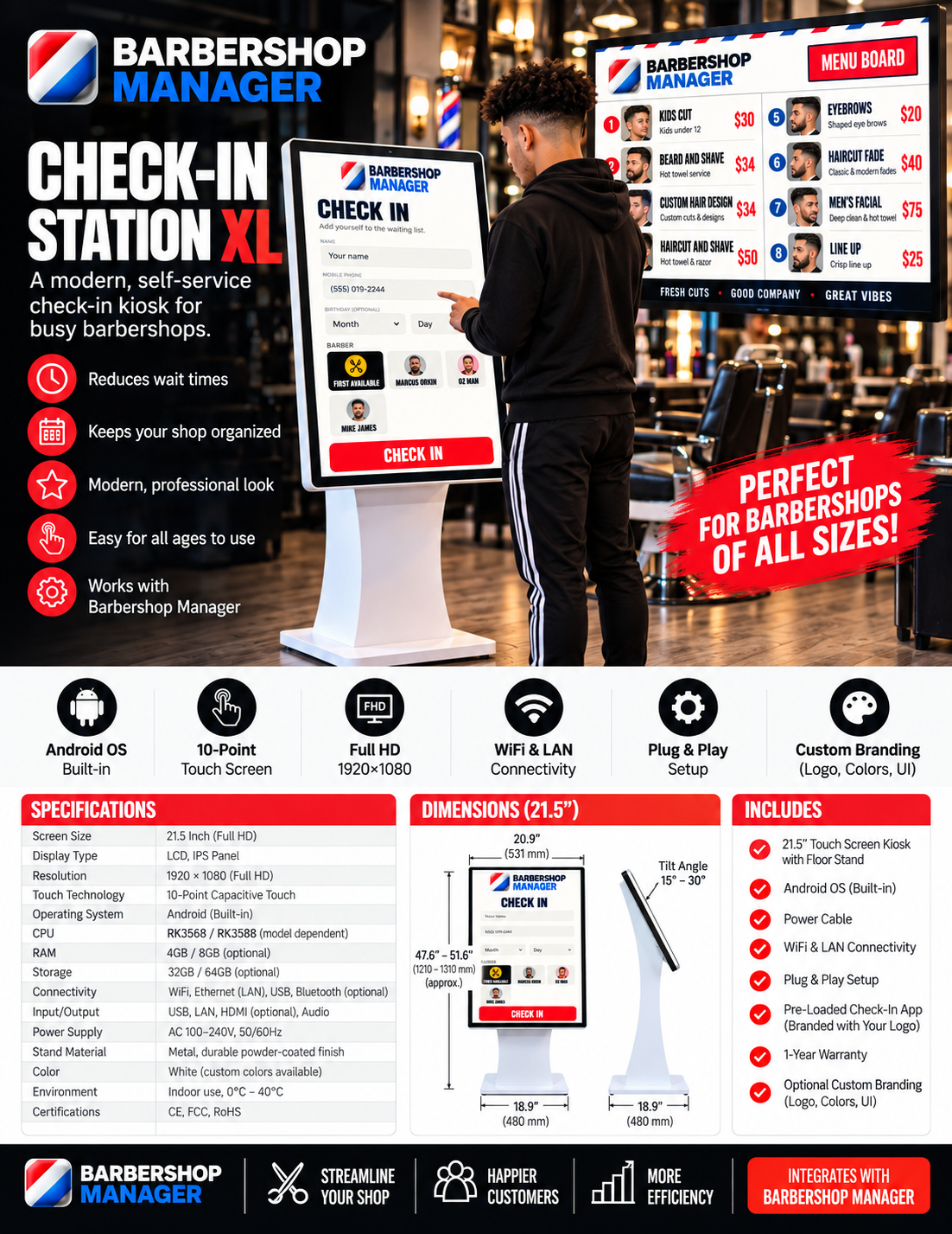 Check-In Station XL overview: features, specifications, dimensions, and what's included